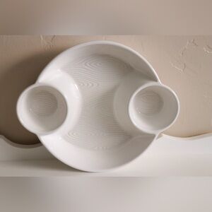 Temptations White Woodland Divided Chip And Dip Server, Sold Out, Stoneware